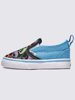 Slip-On V Glow Sharks Blue/Multi Shoes (Little Kids)(Vans Slip On V Glow Sharks Blue Multi Shoes Little Kids Sp25)