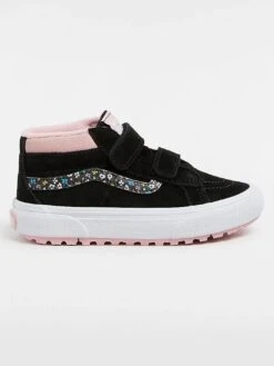 MTE Sk8-Mid Reissue V Floral Black/Pink Shoes (Kids)(Vans Mte Sk8 Mid V Floral Black Pink Shoes Kids Wt25)