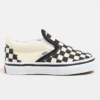 Classic Slip-On Black White Checkerboard/White Shoes (Little Kids)(Vans Classic Slip On Black White Checkerboard White Shoes Little Kids Co)