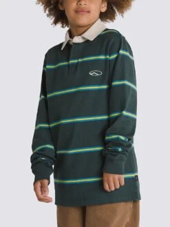 Gatewood Rugstripe Long Sleeve Polo (Boys 7-14)(Vans Gatewood Rugstripe Long Sleeve Polo Boys 7 14 Ho24)