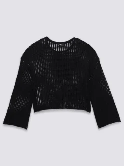 Mila Open Crop Sweater(Vans Mila Open Crop Sweater Women Sp25) -ThinkEmpire Shop VN000M9H BLK ALT4