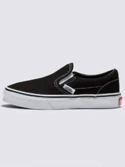 Classic Slip-On Black/True White Shoes (Kids)(Vans Classic Slip On Black True White Shoes Kids Co)