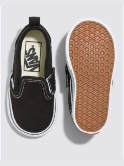 Slip-On V Canvas Black/True White Shoes (Little Kids)(Vans Slip On V Canvas Black True White Shoes Co) -ThinkEmpire Shop VN0A3488 1WX ALT2