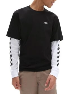 Long Check Twofer Long Sleeve T-Shirt (Boys 7-14)(Vans Long Check Twofer Long Sleeve T Shirt Boys 7 14 Co)