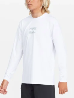 All Day Wave Loose Fit Long Sleeve Rashguard (Boys 7-14)(Billabong All Day Wave Loose Fit Long Sleeve Rashguard Boys 7 14 Co) -ThinkEmpire Shop abbwr00105 billabong w wht frt1