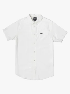 That'll Do Stretch Short Sleeve Buttondown Shirt (Boys 7-14)(Rvca Thatll Do Stretch Short Sleeve Buttondown Shirt Boys 7 14 Co) -ThinkEmpire Shop b525trts rvca fg wht frt1