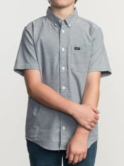 That'll Do Stretch Short Sleeve Buttondown Shirt (Boys 7-14)(Rvca Thatll Do Stretch Short Sleeve Buttondown Shirt Boys 7 14 Co)