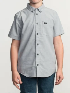 That'll Do Stretch Short Sleeve Buttondown Shirt (Boys 7-14)(Rvca Thatll Do Stretch Short Sleeve Buttondown Shirt Boys 7 14 Co) -ThinkEmpire Shop b525trts rvca wg pav frt1