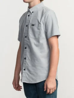 That'll Do Stretch Short Sleeve Buttondown Shirt (Boys 7-14)(Rvca Thatll Do Stretch Short Sleeve Buttondown Shirt Boys 7 14 Co) -ThinkEmpire Shop b525trts rvca wg pav sd1