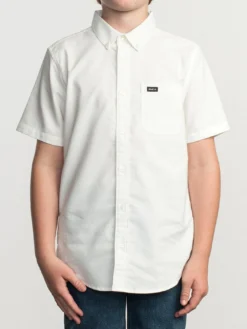 That'll Do Stretch Short Sleeve Buttondown Shirt (Boys 7-14)(Rvca Thatll Do Stretch Short Sleeve Buttondown Shirt Boys 7 14 Co) -ThinkEmpire Shop b525trts rvca wg wht frt1