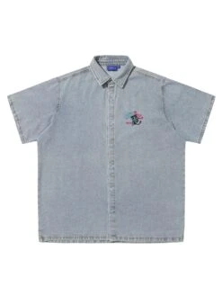 Bad Washed Denim Short Sleeve Buttondown Shirt(Helas Bad Washed Denim Short Sleeve Buttondown Short Fa25)