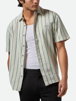 CRU Stripe Short Sleeves Buttondown Shirt(Brixton Cru Stripe Short Sleeves Buttondown Shirt Sp25)