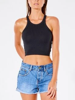 Premium Rib Crop Tank Top(Rip Curl Premium Rib Tank Top Women Co)