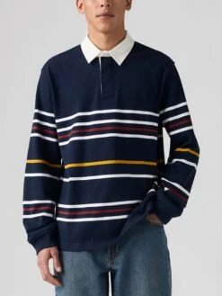 Union Rugby Theo Stripe Marine Blazer Polo Shirt(Levis Union Rugby Theo Stripe Marine Blazer Polo Shirt Fa25)