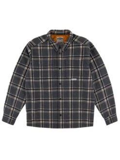 Quilted Flannel Long Sleeve Buttondown Shirt(Souvenir Quilted Flannel Long Sleeve Buttondown Shirt Wt25) -ThinkEmpire Shop quilted flannel shirt grey front
