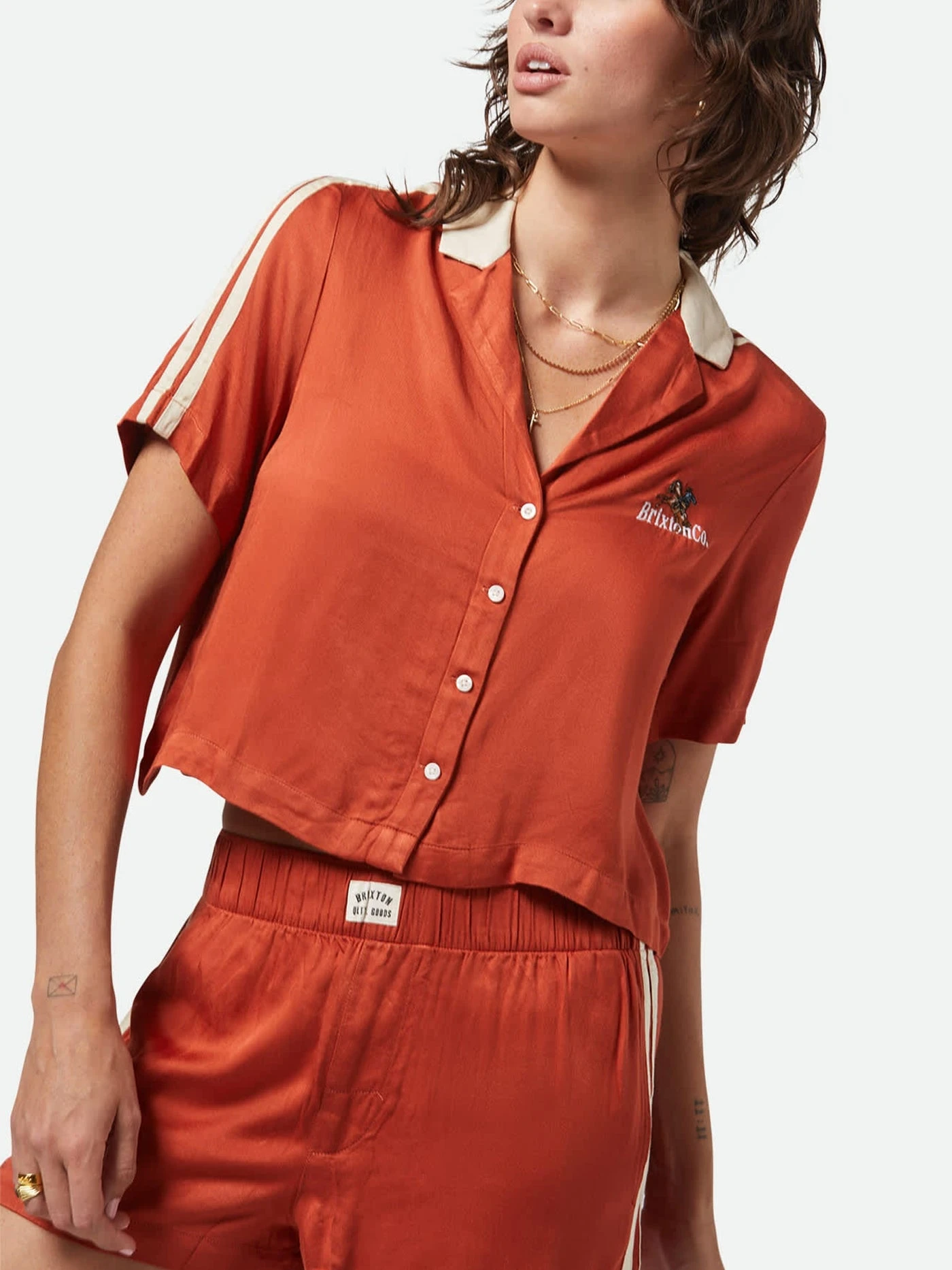 Silky Bowling Short Sleeve Buttondown Shirt(Brixton Silky Bowling Short Sleeve Buttondown Shirt Women Su25) 5 Silky Bowling Short Sleeve Buttondown Shirt(Brixton Silky Bowling Short Sleeve Buttondown Shirt Women Su25) - Image 5