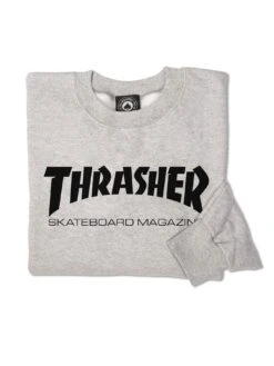 Skate Mag Crewneck Sweatshirt(Thrasher Skate Mag Crewneck Sweatshirt Co) -ThinkEmpire Shop skatemaglogo crewneck grey folde