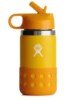 12oz Canary Kids Wide Mouth With Straw Lid & Boot Bottle (Kids)(Hydro Flask Kids Wide Mouth With Straw Lid 12oz Bottle Canary Co)